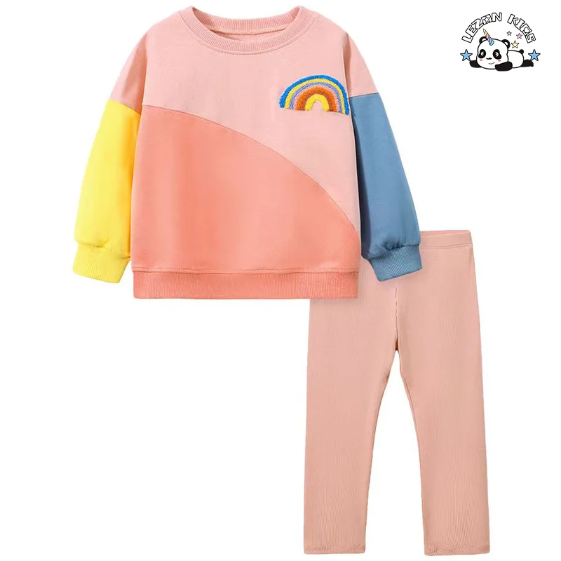 LEZONKIDS - Conjunto de Roupas Personalizáveis para Meninas com Camiseta de Manga Longa e Impressão - Conjuntos de Roupas para Meninas
